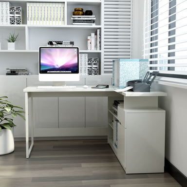 Anderson teak white L desk