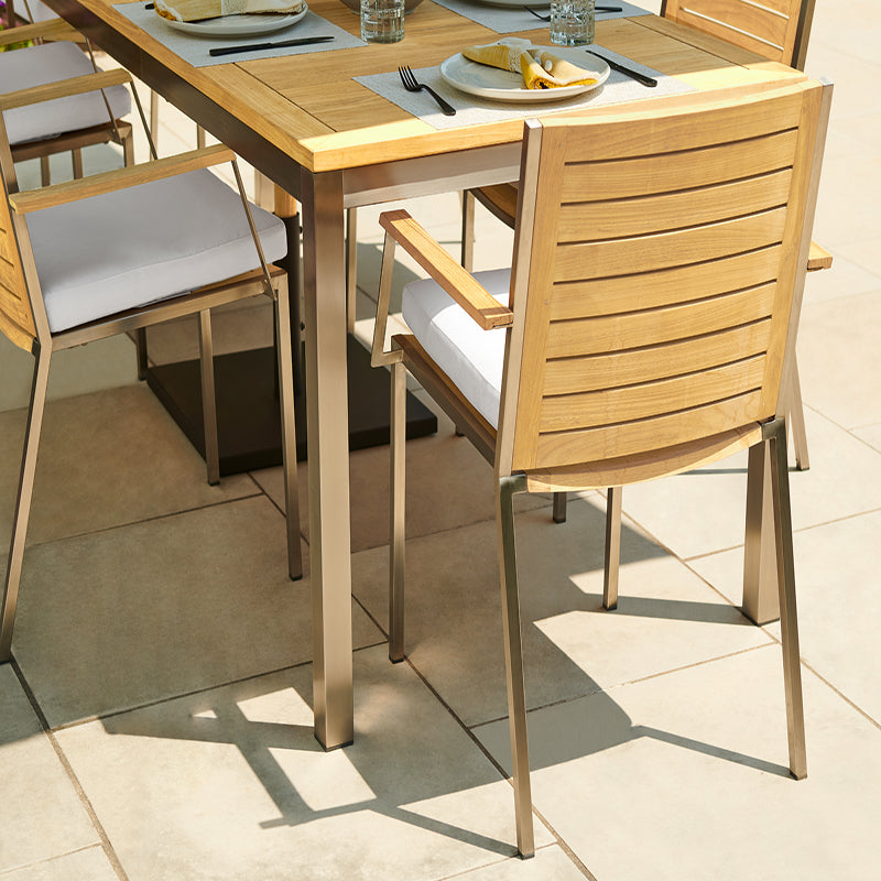 Monterey 5 Piece Dining Set with 72 in. Table - SS Teak - Canvas Natural