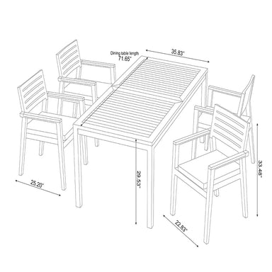 Rhodes 5 Piece Dining Set with Table