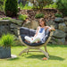 Amazonas globo chair on backyard lawn