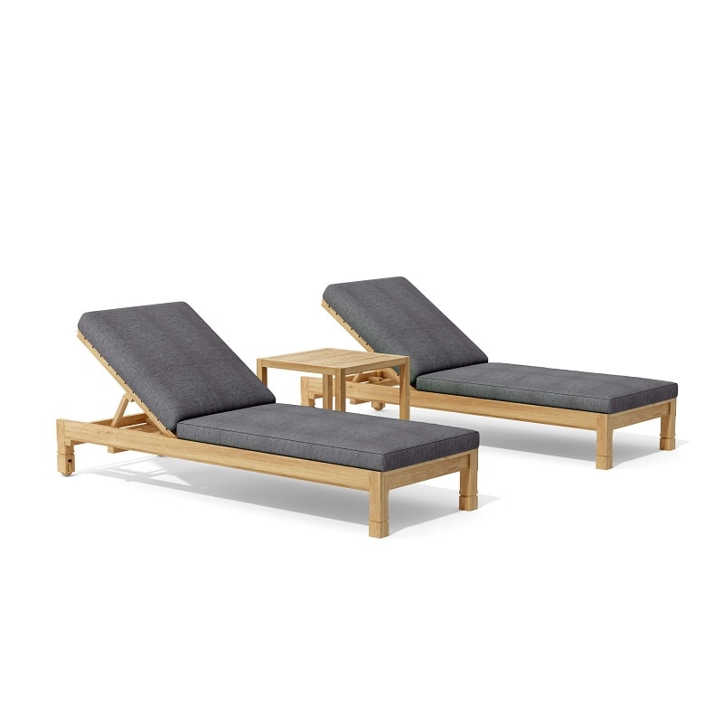 Anderson teak Chaise lounge set with table cast charcoal