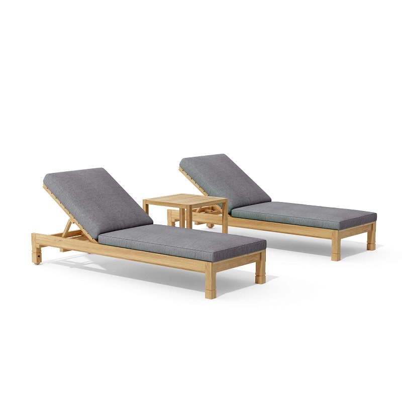 Anderson teak Chaise lounge set with table slate