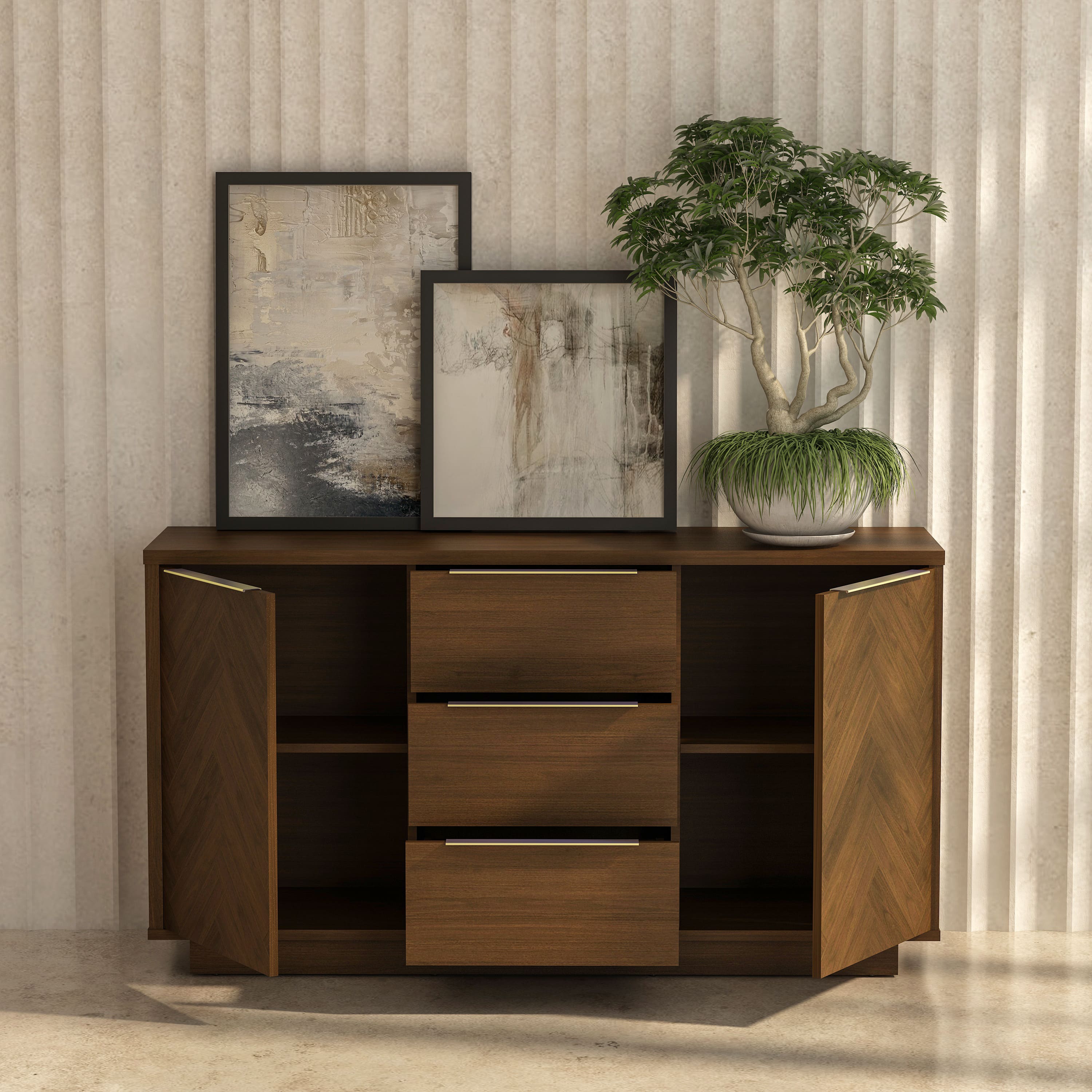 Anderson teak credenza with cabinets
