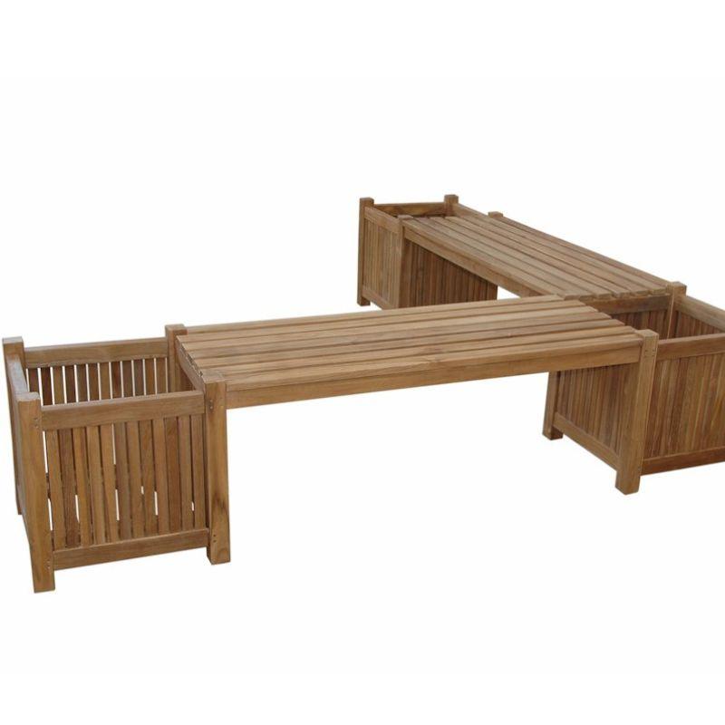 Anderson teak planters with a bench