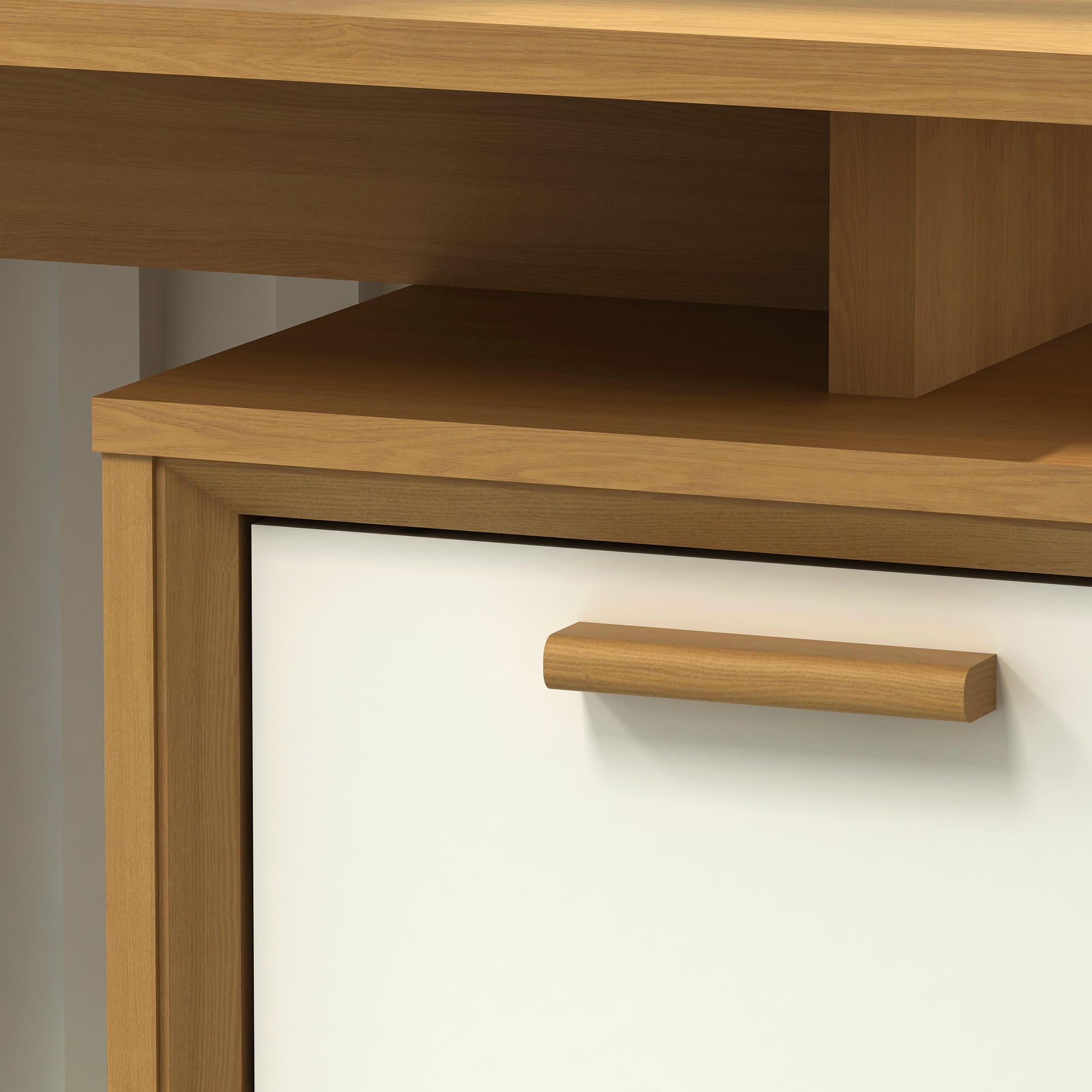 Anderson teak wooden drawer desk - front view