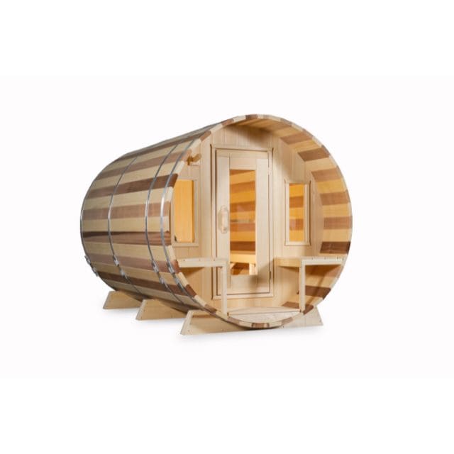 Dundalk Leisurecraft 8 person barrel sauna front view