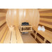 Dundalk Leisurecraft 8 person barrel sauna inside view