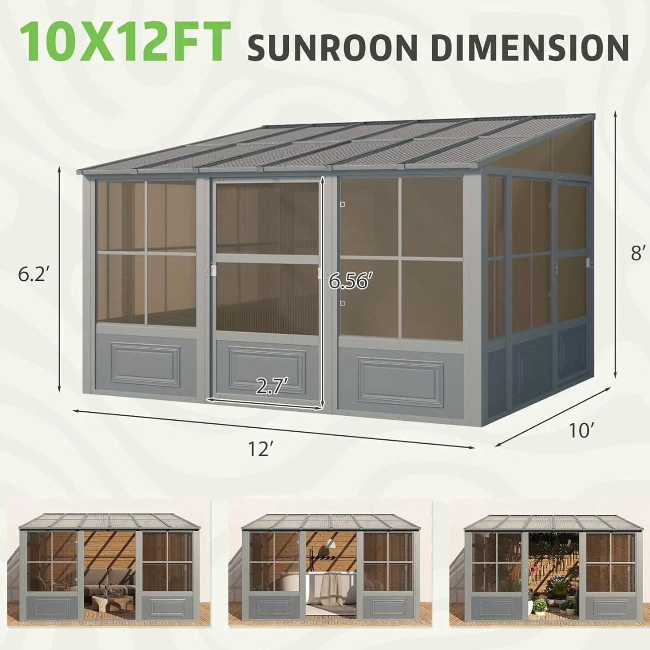 EROMMY 10x12 Sunroom in Grey