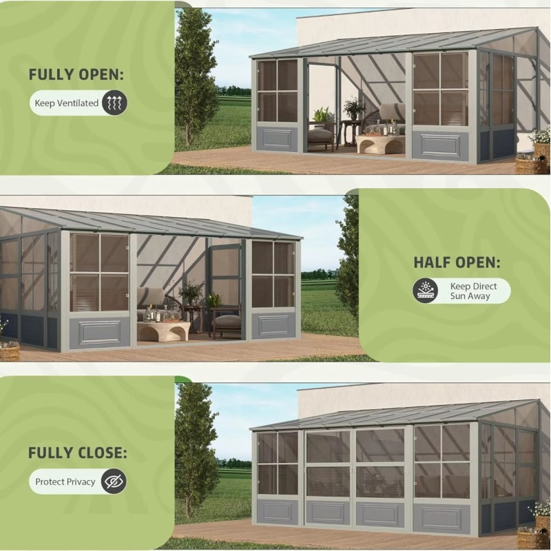 EROMMY 10x16 Solarium Outdoor Sunroom