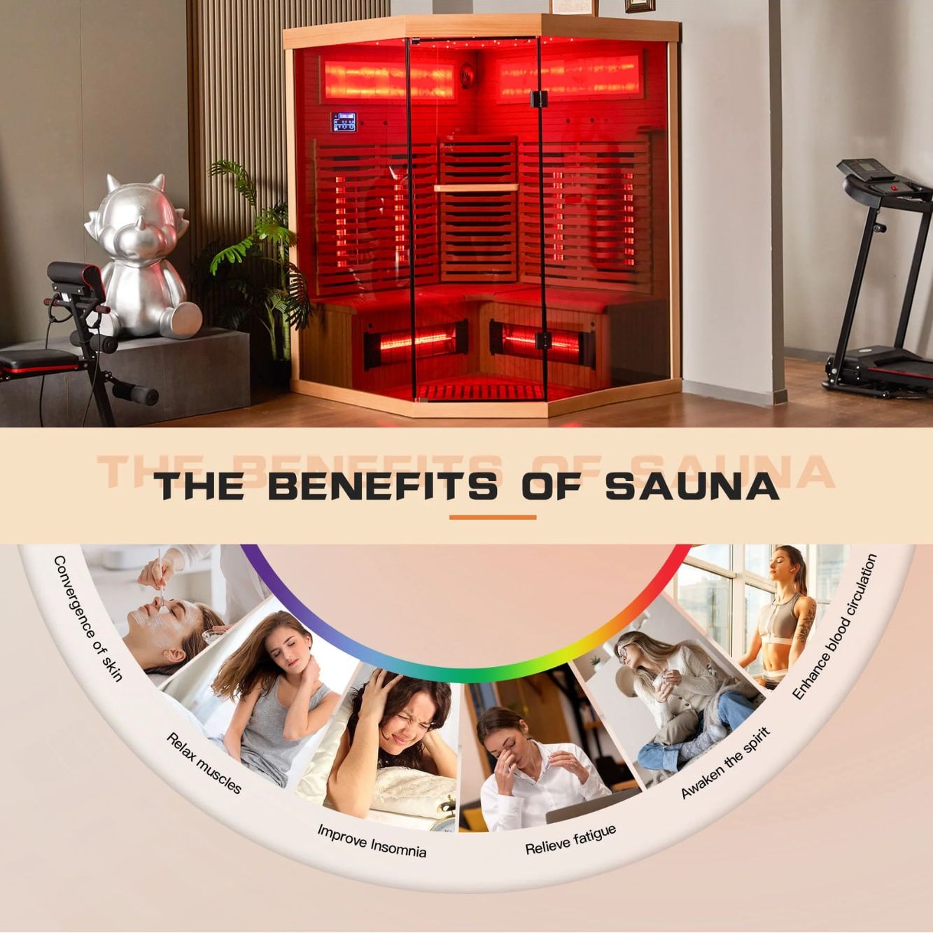 EROMMY 6 Person Infrared Sauna Corner Unit