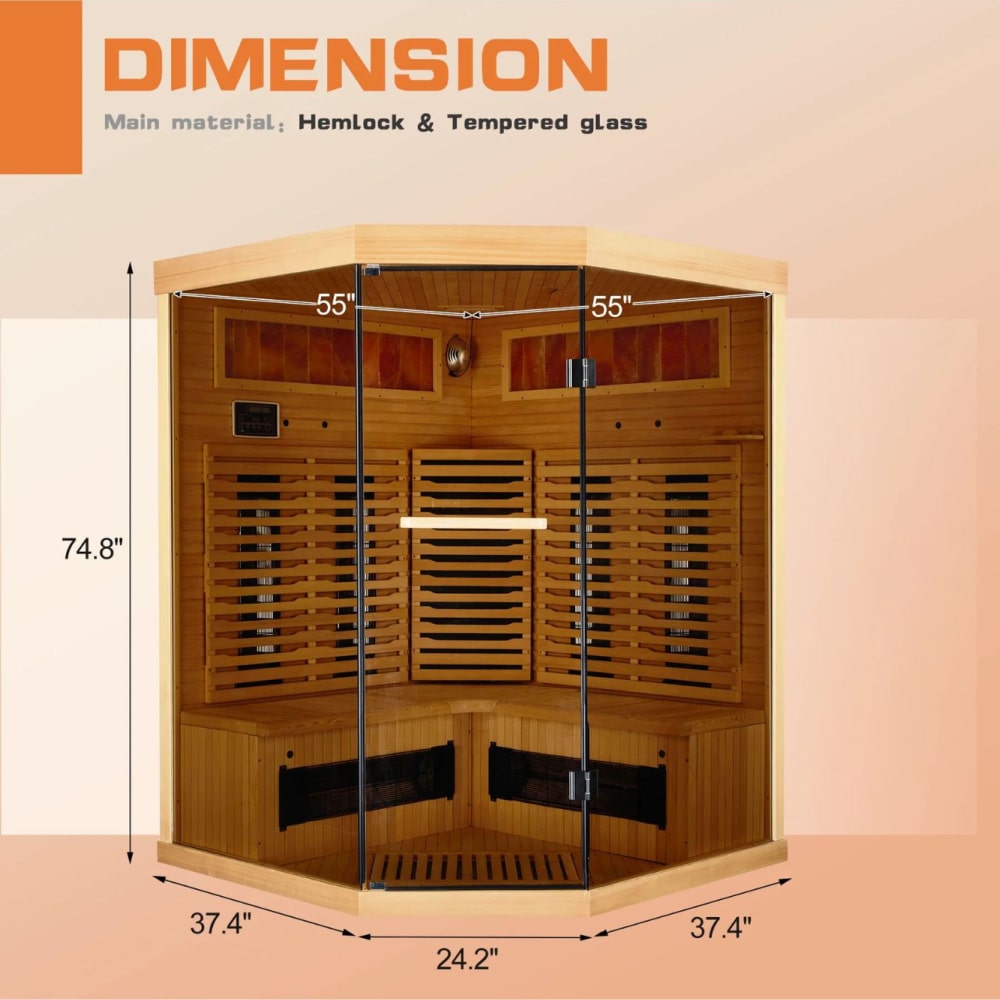 EROMMY 6 Person Infrared Sauna Corner Unit