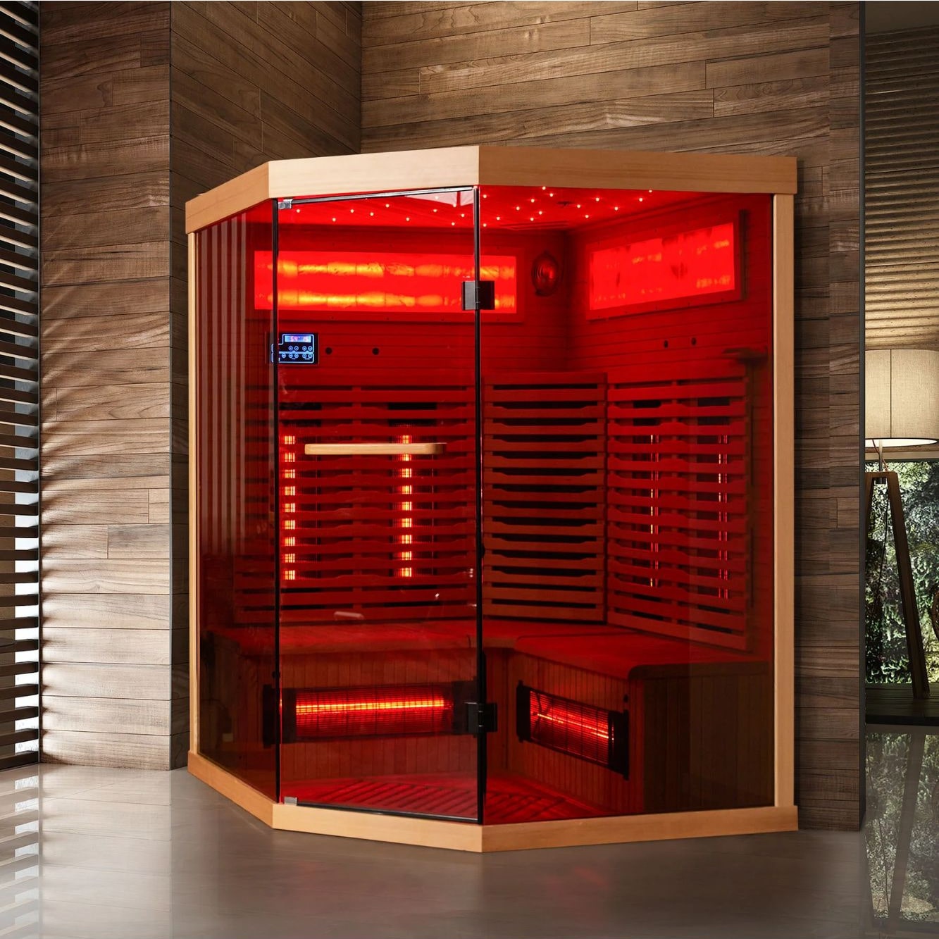 EROMMY 6 Person Infrared Sauna Corner Unit