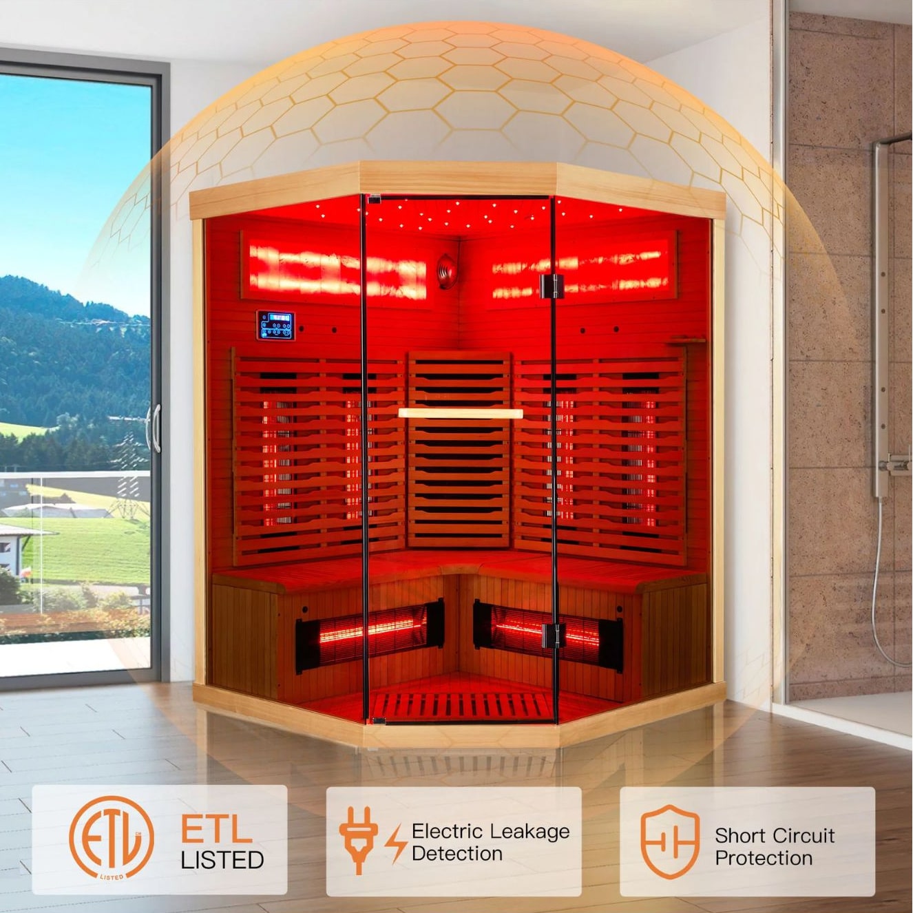 EROMMY 6 Person Infrared Sauna Corner Unit