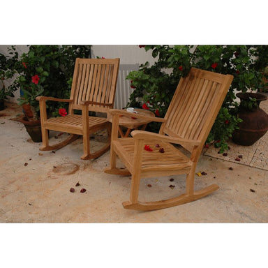 Outdoor rocking chair set-Del-Amo Bahama with round table side view