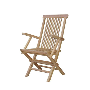Teak folding outdoor dining arm chairs