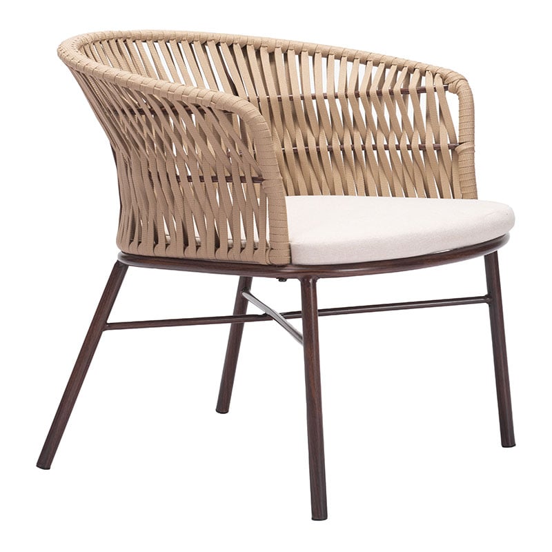 Zuo Modern dining chair freycinet natural front side view
