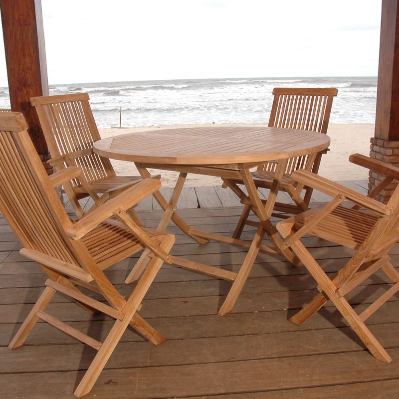 Anderson Teak Bahama Classic Folding Armchair 5-Pieces Dining Set